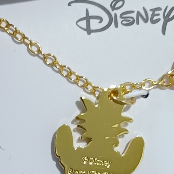 DISNEY LILO & STITCH GOLD FLASH PLATED PINEAPPLE PENDANT & NECKLACE MEASURES 16" - Picture 7 of 15